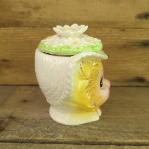 Vintage Winking Kitty by Enesco Lidded Sugar Bowl Anthropomorphic Kitschy Japan - Picture 2 of 10